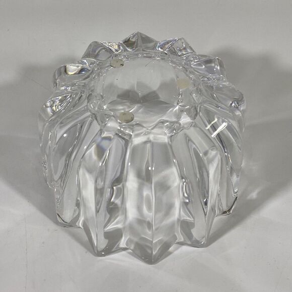 Orrefors Fleur Art Glass Ribbed Crystal Bowl Vase Signed Jan Johansson 4.75” - Picture 6 of 7